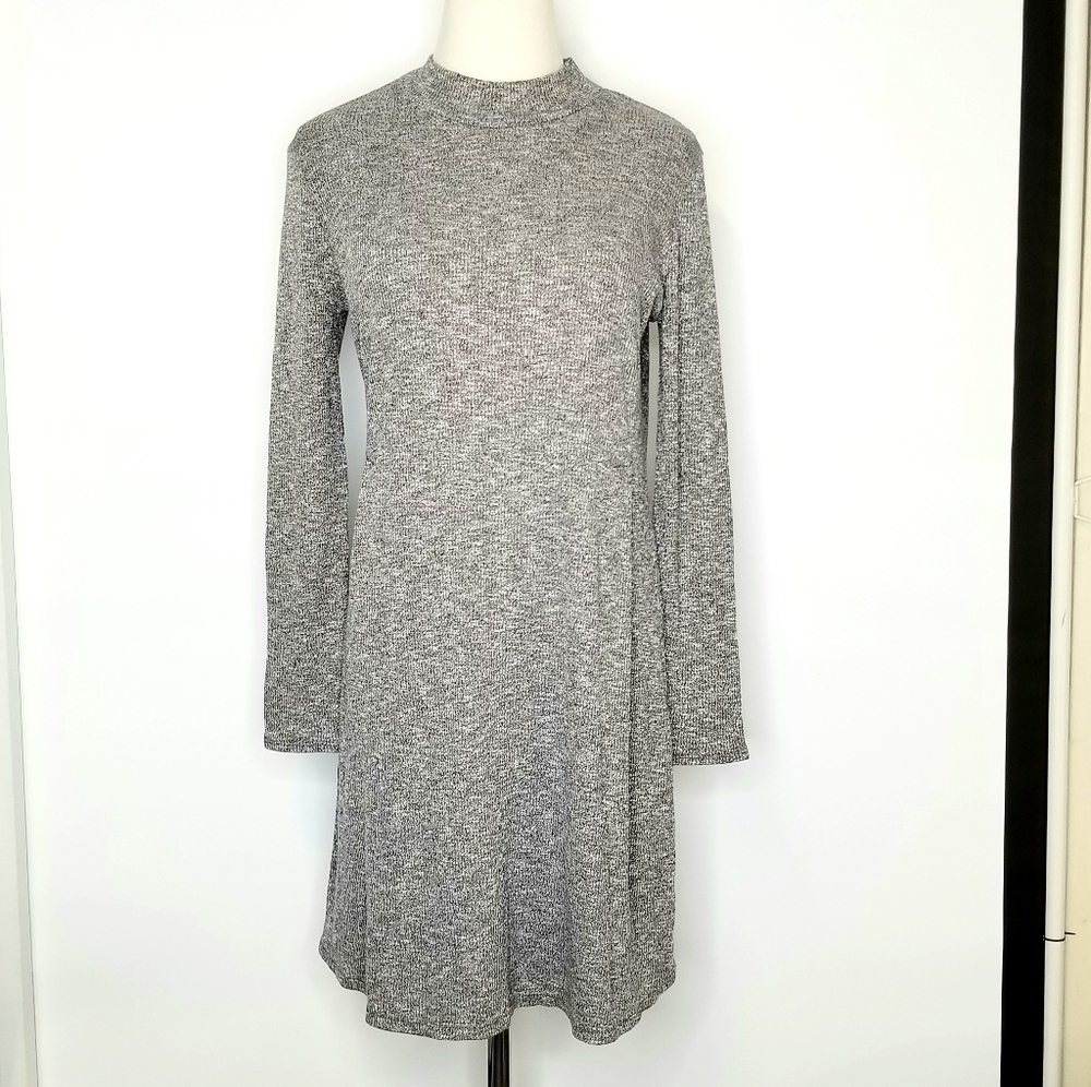 Madewell  Cityblock Mockneck Long Sleeve Heather Grey Ribbed Sweater Dress, M